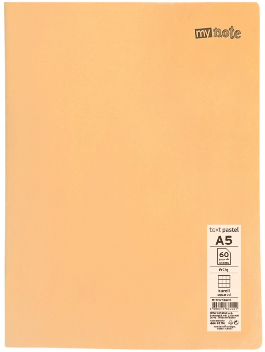MYNOTE DEFTER TEXT PASTEL PP KAPAK DİKİŞLİ A5 60 YP KARELİ MTXPA-A560-K