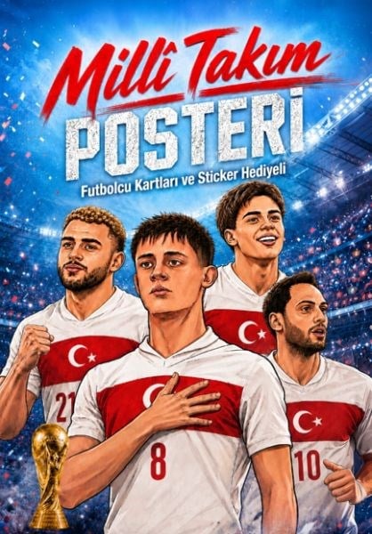 Millî Takım Poster Kitabı - (Futbolcu Kartı+Futbolcu Sticker Hediyeli)