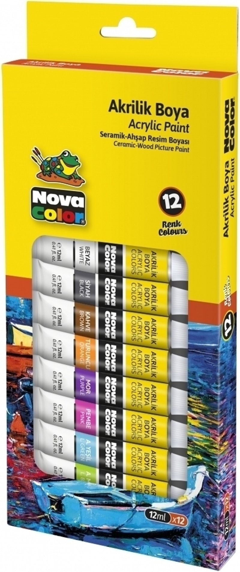 NOVA COLOR AKRİLİK BOYA 12 ML TÜP 12 Lİ NC-2004