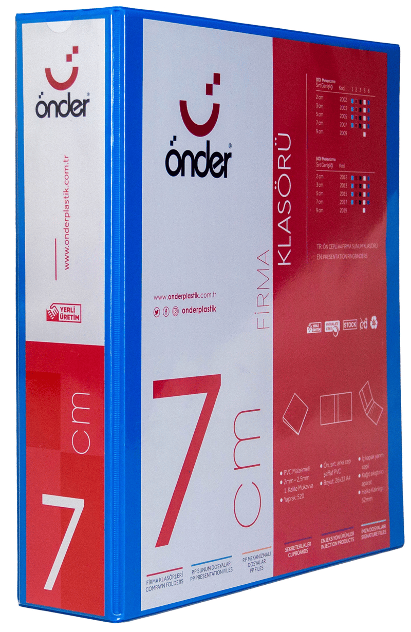 ÖNDER HALKALI DOSYA A4 2 HALKA 7 CM MAVİ 2007-1