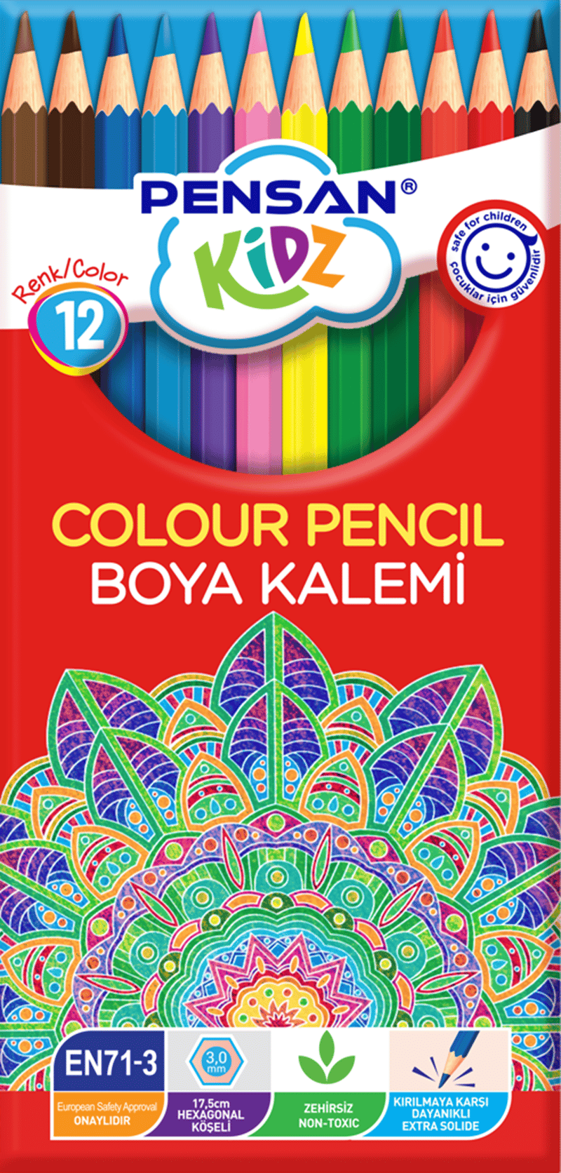 PENSAN KİDZ KURU BOYA 56312 12 RENK TAM BOY