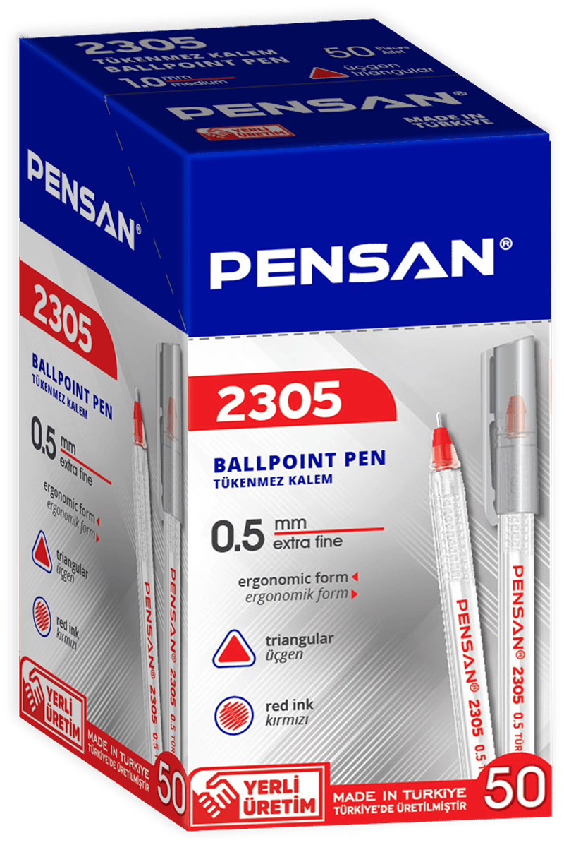 PENSAN TÜKENMEZ KALEM ÜÇGEN 0.5 2305 KIRMIZI