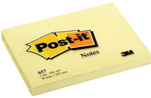 POST-IT YAPIŞKANLI NOT KAĞIDI SARI 76x102 100 YP 657 520100441600