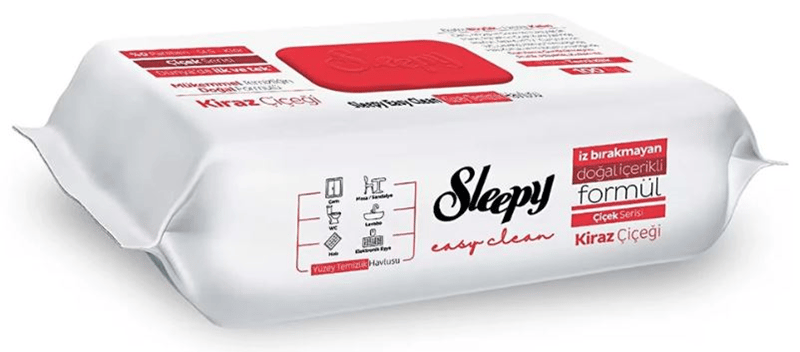 SLEEPY EASY CLEAN YÜZEY TEMİZLİK HAVLUSU 100 LÜ ÇİÇEK SERİSİ KİRAZ ÇİÇEĞİ (KIRMIZI)