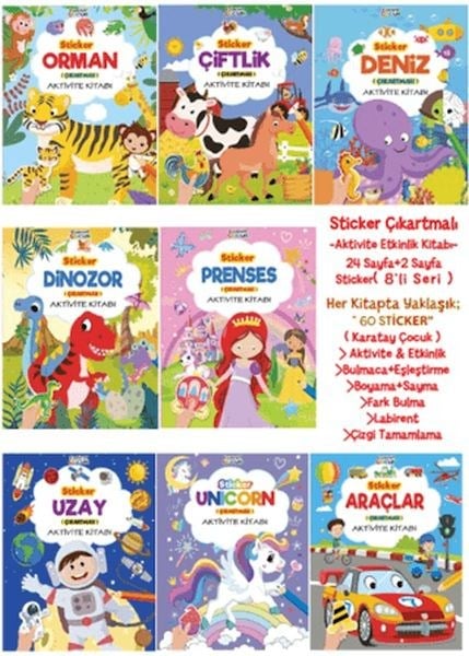 Sticker Çıkartmalı Aktivite Kitabı (8 Seri)