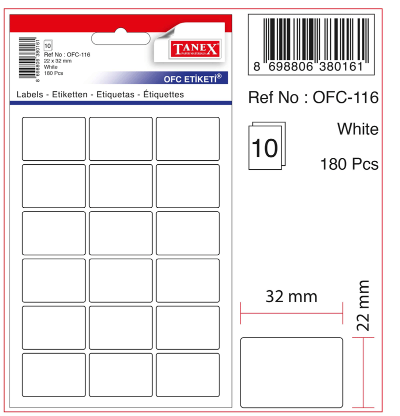 TANEX OFİS ETİKETİ OFC-116 BEYAZ