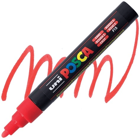 UNİ POSTER MARKÖRÜ POSCA PC-5M 1.8-2.5 FOSFORLU KIRMIZI