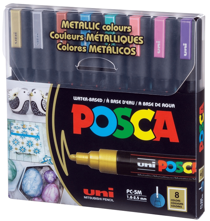 UNİ POSTER MARKÖRÜ POSCA SET PC-5M/8C MC 1.8-2.5 METALİK RENKLER 8 Lİ