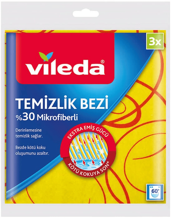 VİLEDA BEZ SARI TEMİZLİK BEZİ 3 LÜ (%30 MİKROFİBERLİ) 158818