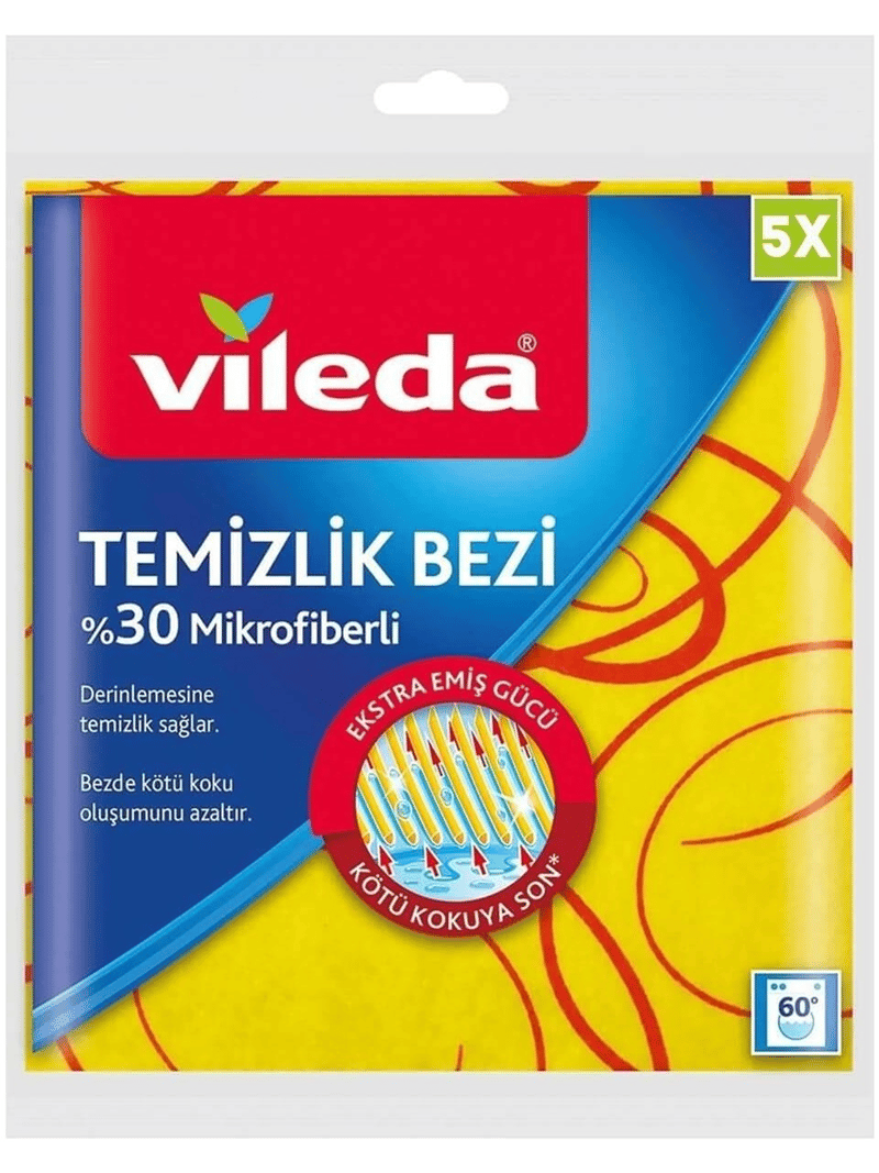 VİLEDA BEZ SARI TEMİZLİK BEZİ 5 Lİ (%30 MİKROFİBERLİ) 172640