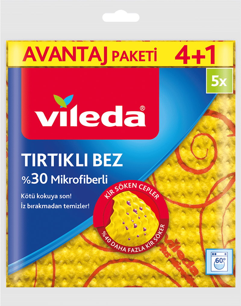 VİLEDA BEZ SARI TEMİZLİK BEZİ EKO 4+1 (%30 MİKROFİBERLİ) 166991
