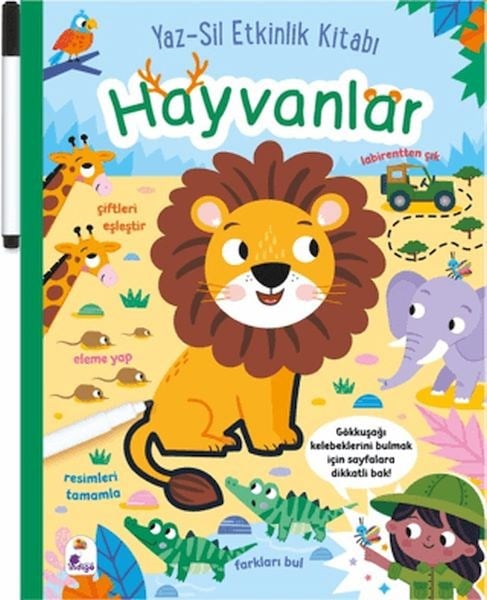 Yaz-Sil Etkinlik Kitabı - Hayvanlar (Kalemli)