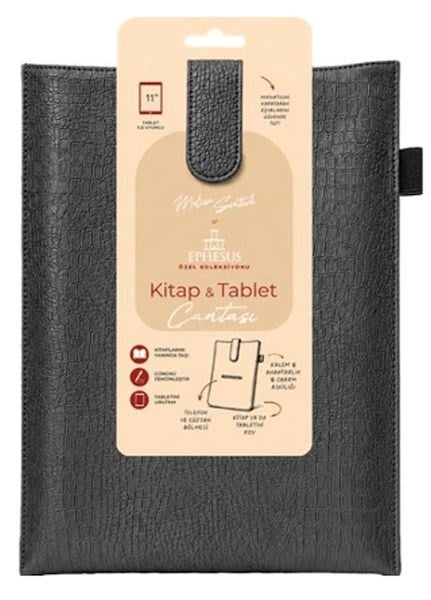 Yeni Nesil Kitap ve Tablet Çantası - Özel Deri Dokulu Antrasit