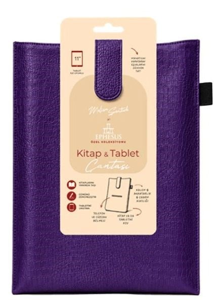 Yeni Nesil Kitap ve Tablet Çantası - Özel Deri Dokulu Mor