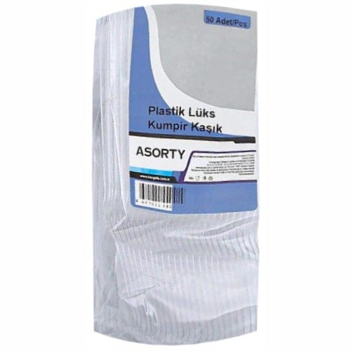 Asorty Kaşık Lüks Plastik Sup Beyaz 1000 Adet 005479