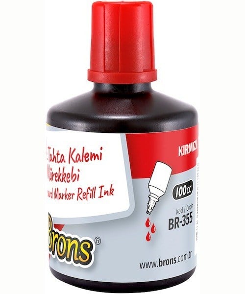 Brons Beyaz Tahta Kalemi Mürekkebi (100 Cc, Kırmızı, Br-355)