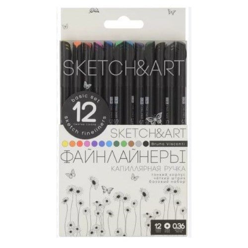 Bruno Visconti Sketch & Art Siyah Seri 0.36 İnce Uç 12 Renk 36-0017