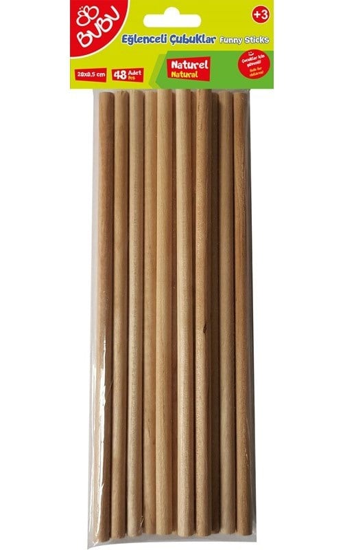 Bu-Bu Eğlenceli Çubuklar Natürel 20X0,5Cm 48'Li Hs0018