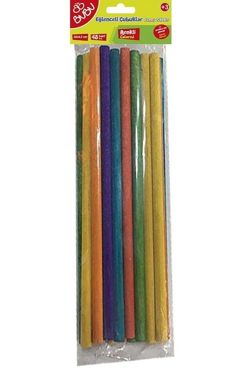 Bu-Bu Eğlenceli Çubuklar Renkli 20X0,5Cm 48'Li Bubu-Hs0017