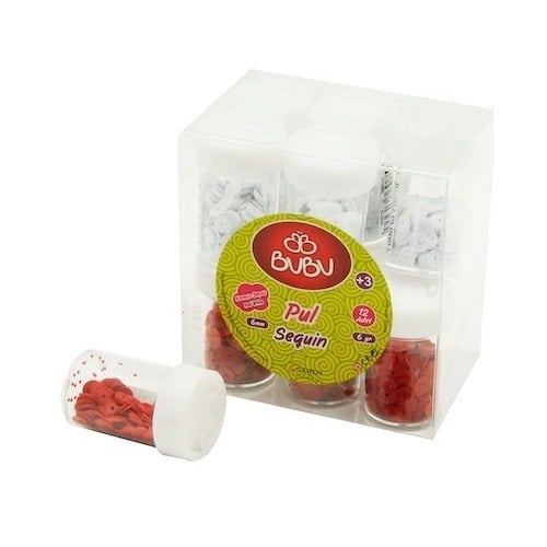 Bu-Bu Pul Kırmızı-Beyaz 6Gr 12 Li Pvc Bubu-Pl0003