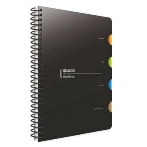 Gipta Defter Quadro A4 Spiralli Pp Kapak 4 Seperatörlü 150 Yp. Kareli 5549