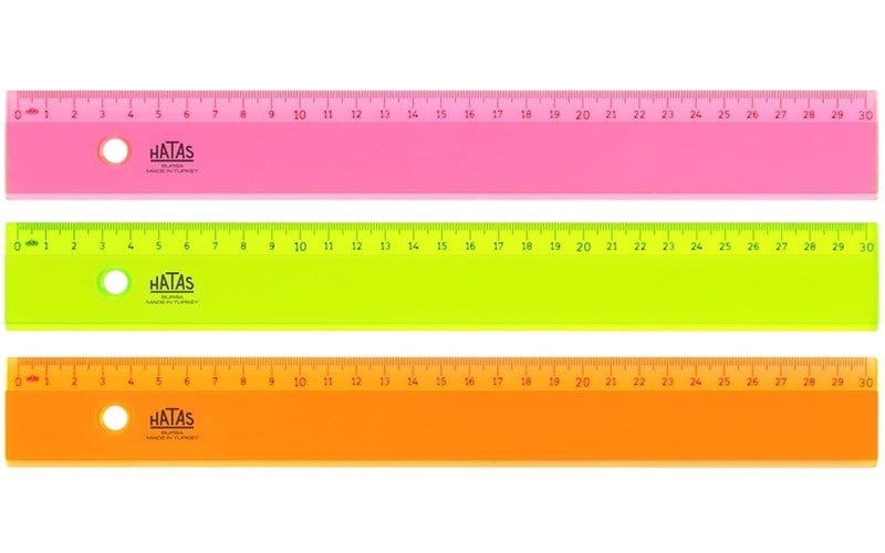 Hatas Cetvel Plastik Neon Şeffaf 30 Cm 00148