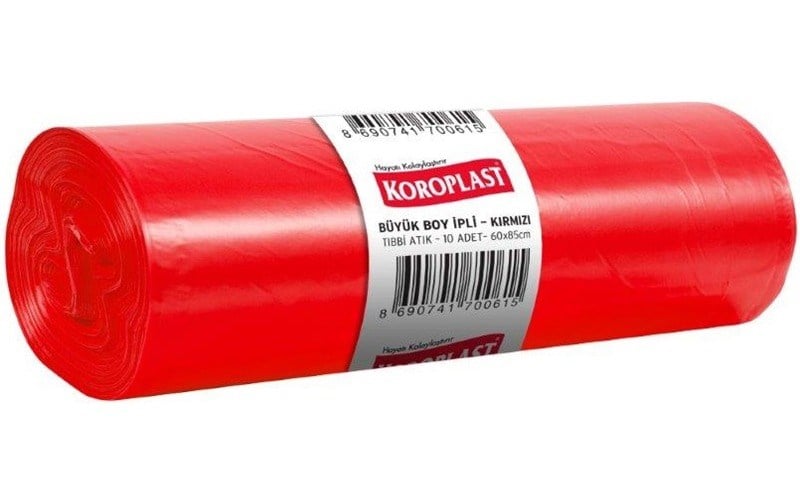 Koroplast Çöp Torbası Büyük 65X80 Tıbbi Atık Kırmızı 500 Gr 10 Lu 100 Mic. St01500292