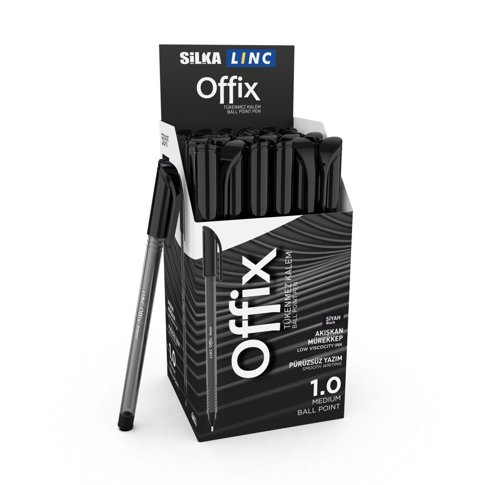 LINC TÜKENMEZ KALEM OFFIX 1.0 SİYAH 50 Lİ ART.435