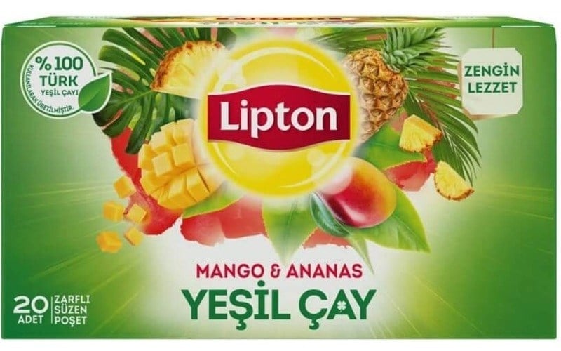 Lipton Tropical Yeşil Çay (Mango & Ananaslı - Süzen Poşet Bitki Çayı)