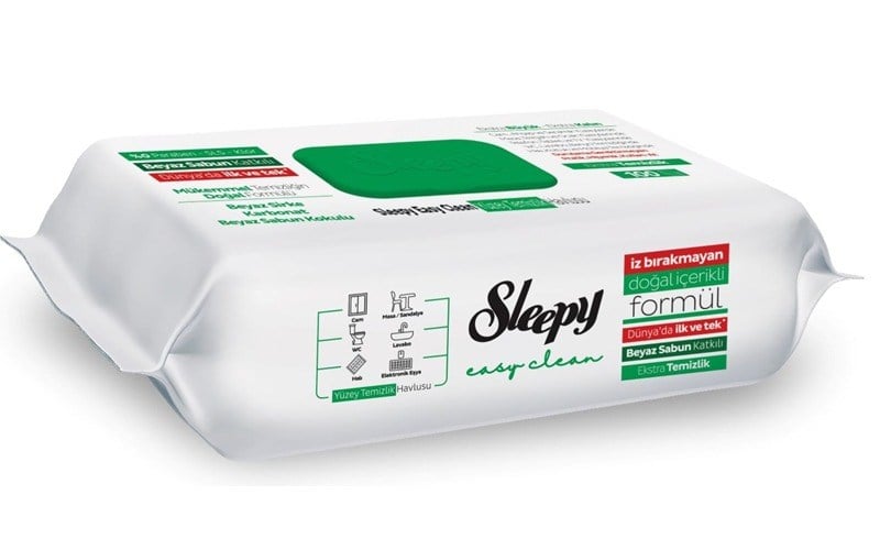 Sleepy Easy Clean Yüzey Temizlik Havlusu 100'Lü Beyaz Sabun Katkılı (Yeşil Paket)