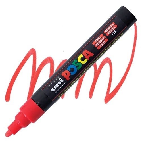 Uni Poster Markörü Posca Pc-5M 1.8-2.5 Fosforlu Kırmızı