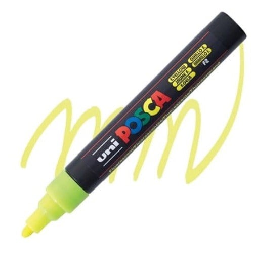 Uni Poster Markörü Posca Pc-5M 1.8-2.5 Fosforlu Sarı