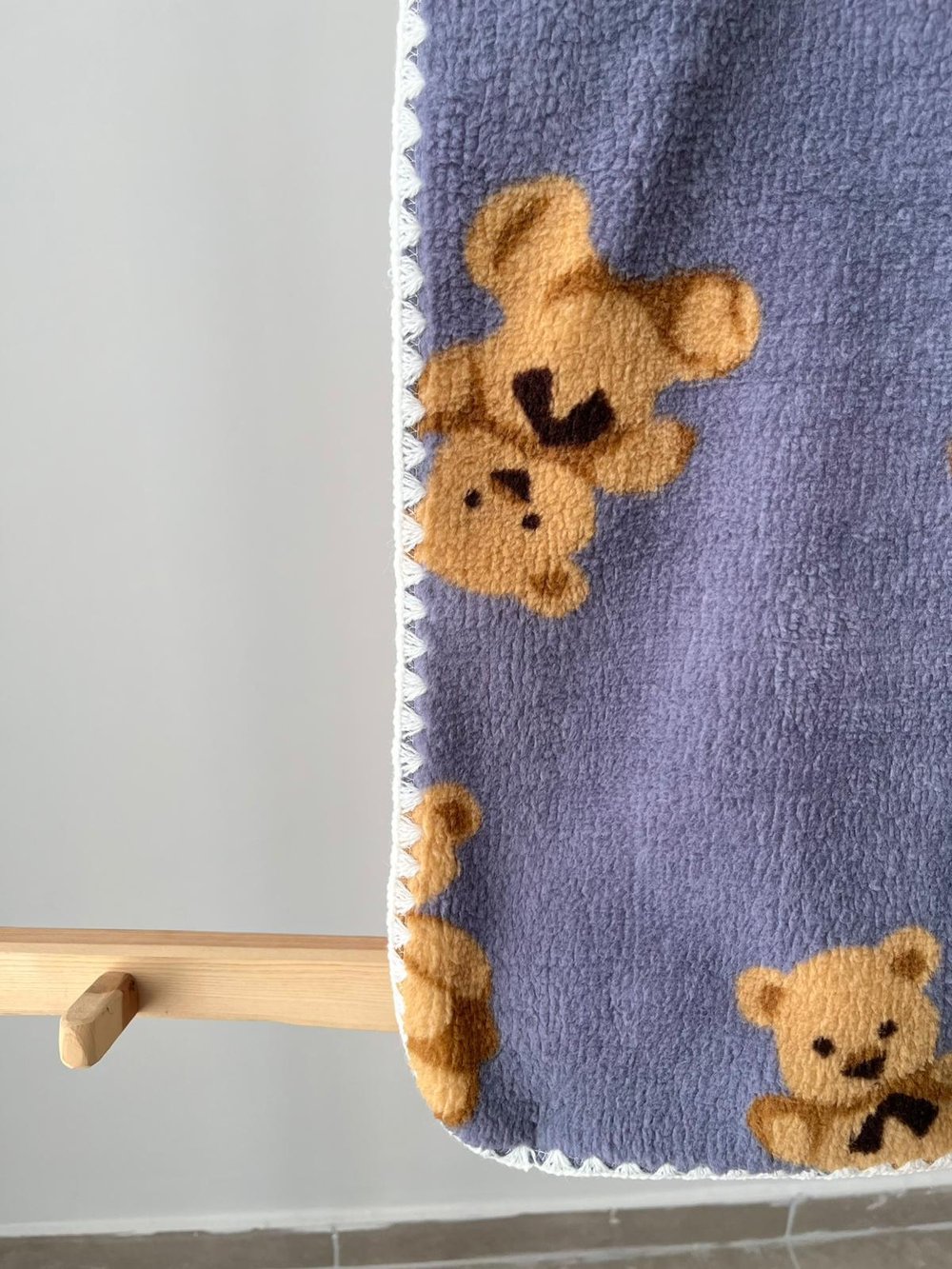 Ayıcıklı Peluş Battaniye Koyu İndigo