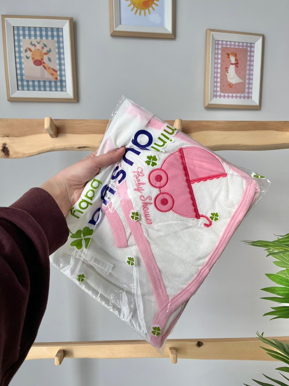 Bebek Arabası Pembe Banyo Havlusu 
