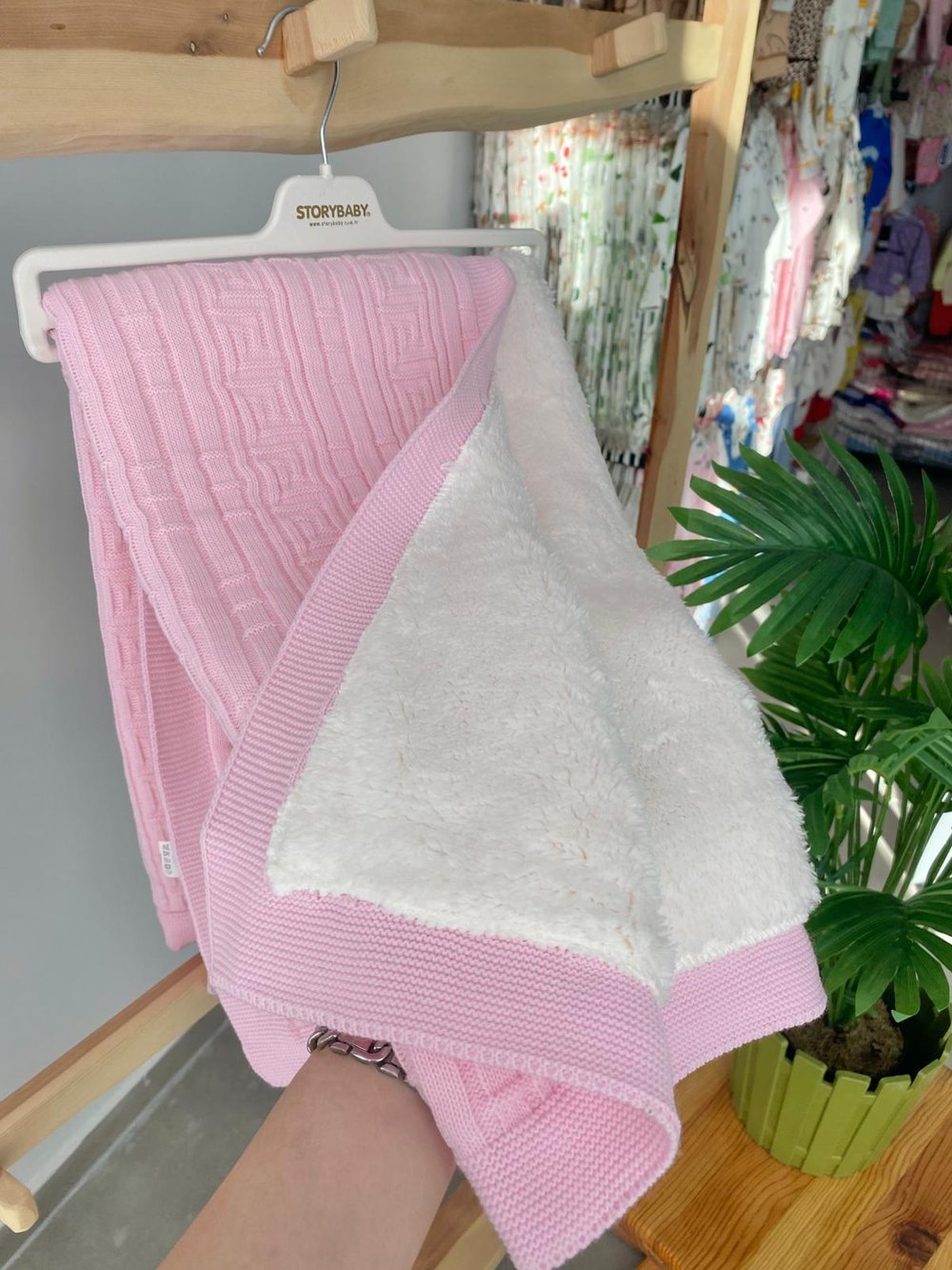 Dönence Triko Peluş Battaniye Pembe