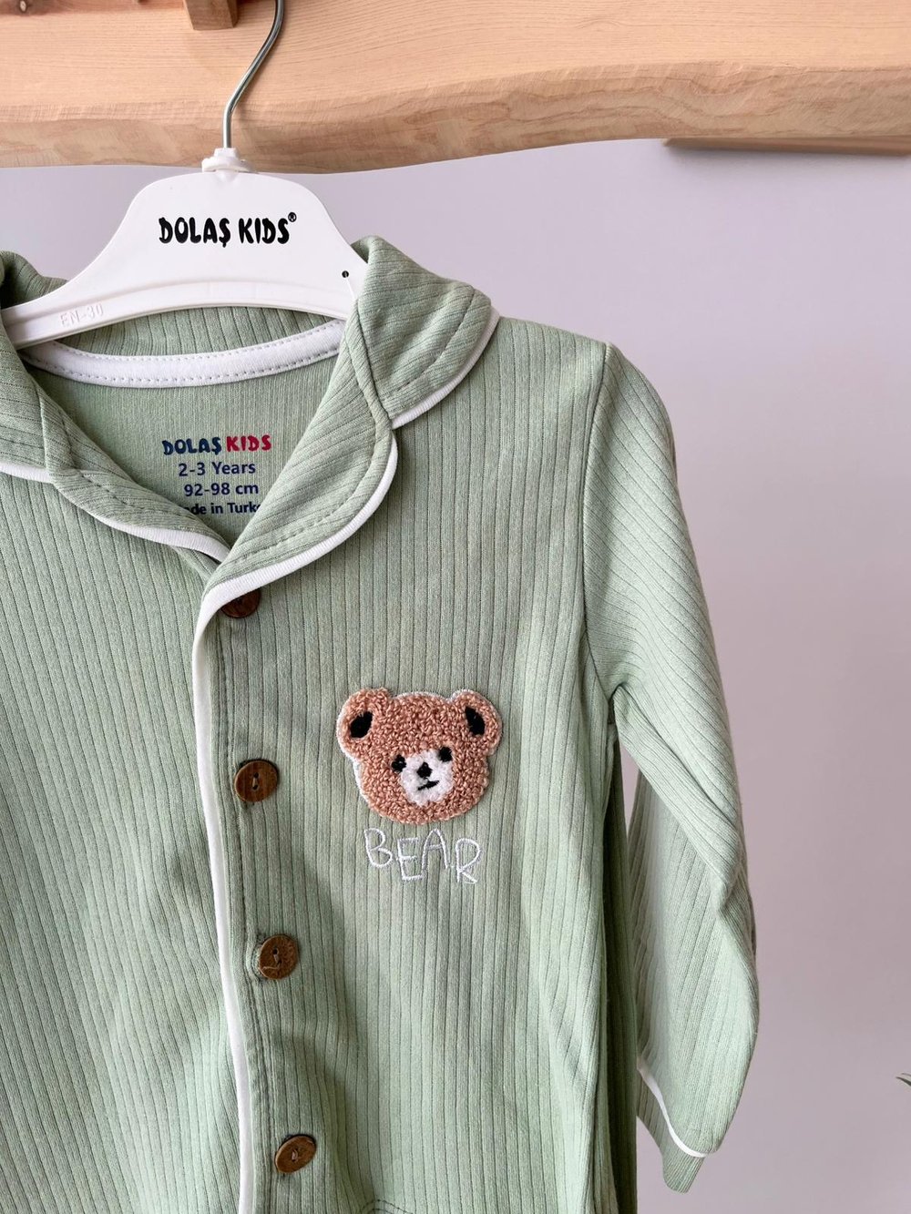 Fitilli Ayı Pijama Takımı Yeşil