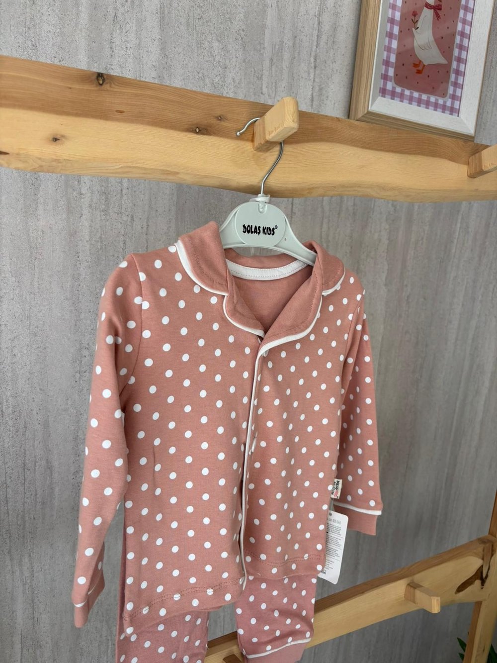 Gül Kurusu Puantiye Pijama Takımı Aylık
