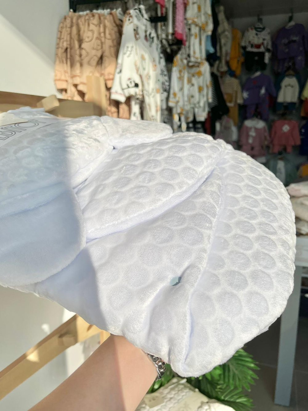 Kulaklı Velboa Kundak Battaniye Mavi