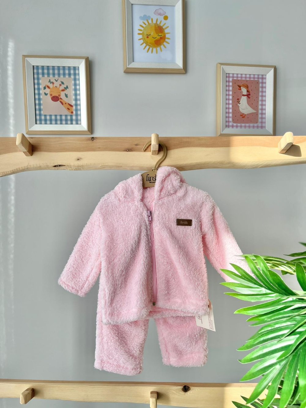 Peluş Ceketli Takım Pembe