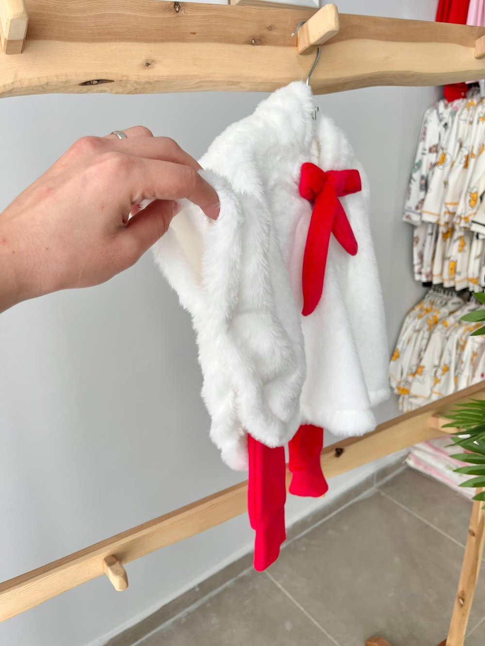 Peluş Pelerinli 3lü Takım Kırmızı