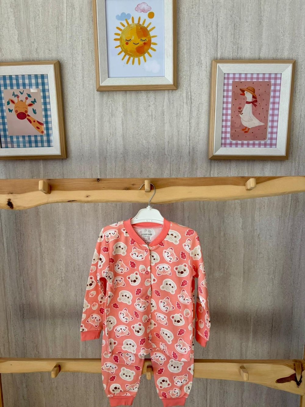 Pembe Ayıcık Desenli Pijama Takımı