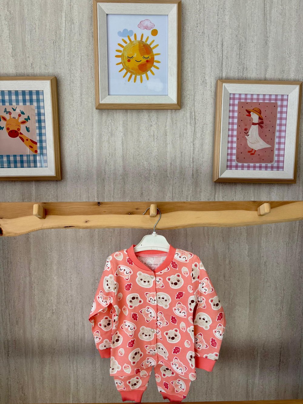 Pembe Ayıcık Desenli Pijama Takımı