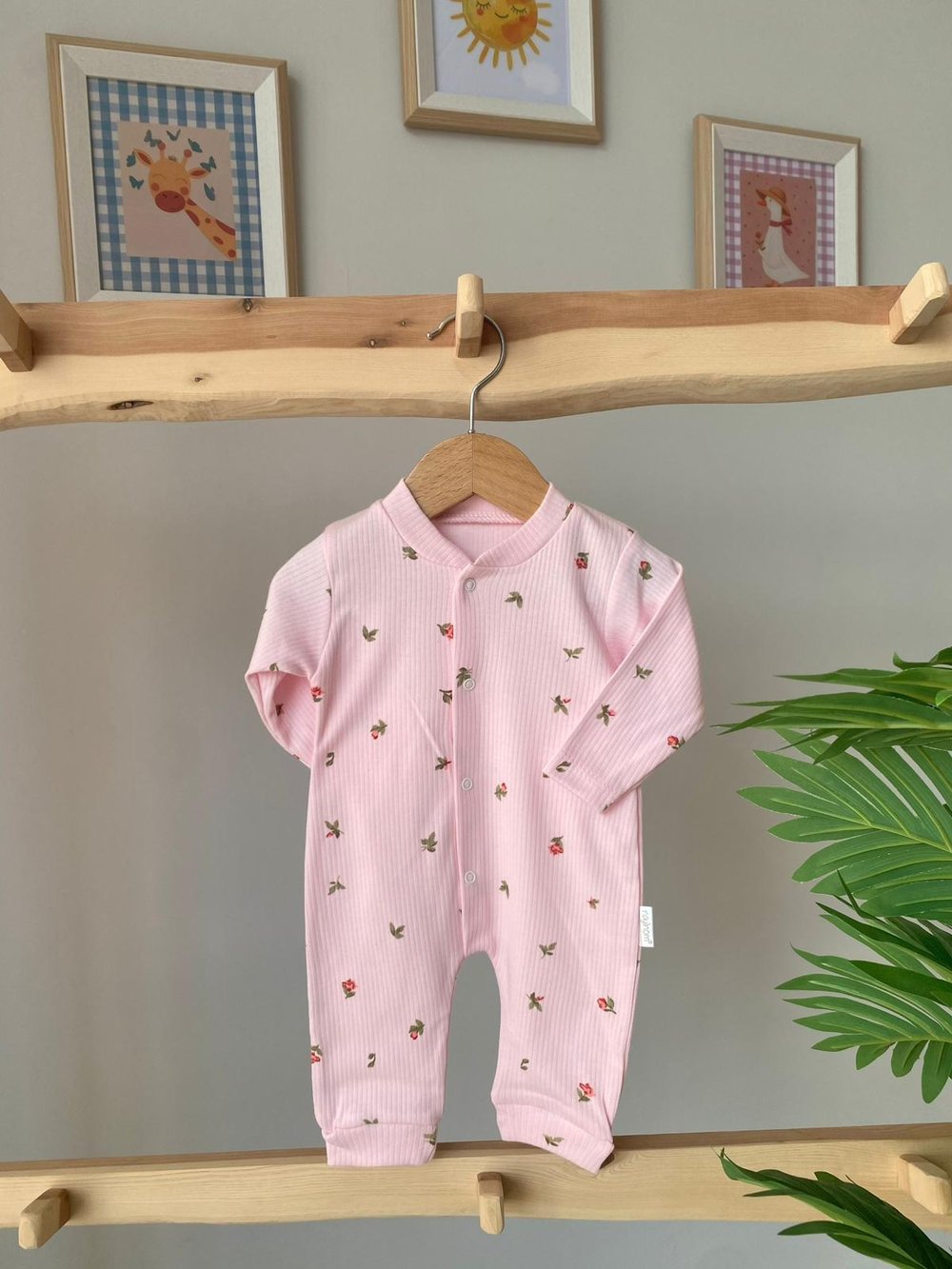 Pembe Çiçek Antialerjik Tulum Patiksiz
