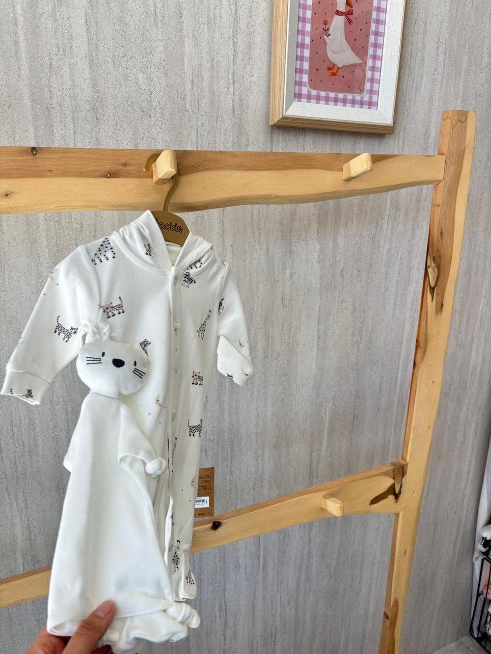 Uyku Arkadaşlı Tulum Patikli Beyaz