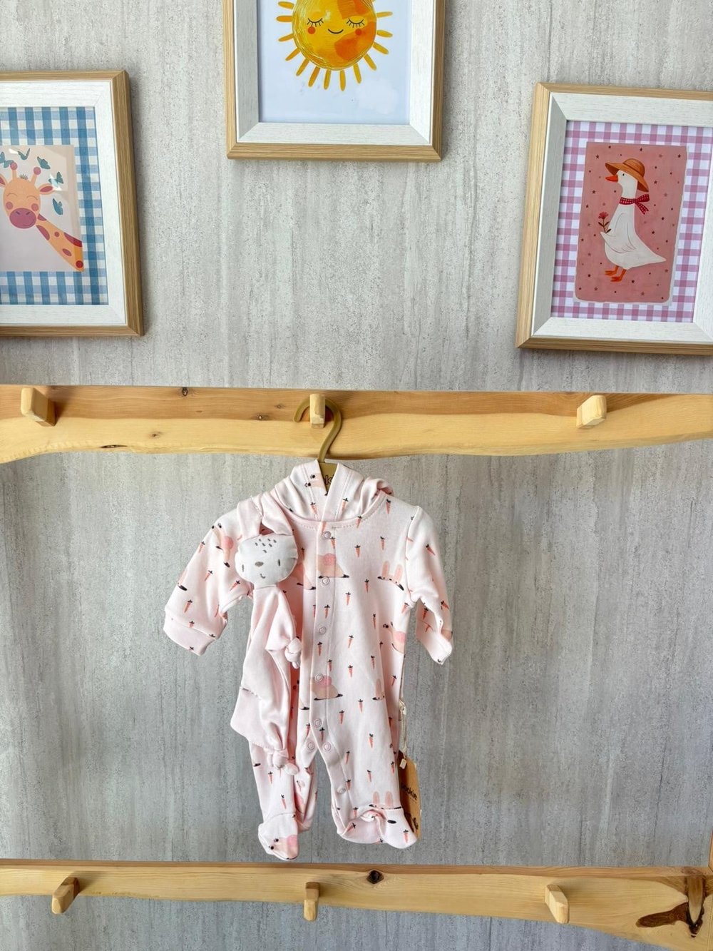 Uyku Arkadaşlı Tulum Patikli Pembe