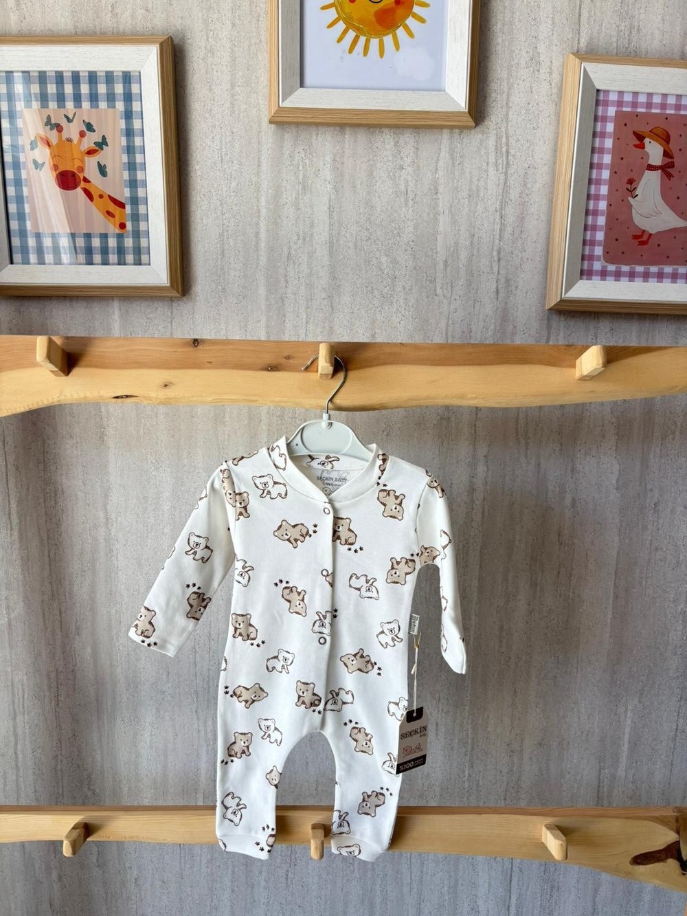 Yavru Ayıcık Desen Patiksiz Tulum