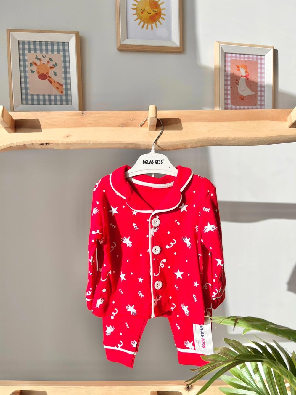 Yıldızlı Pijama Takımı Kırmızı