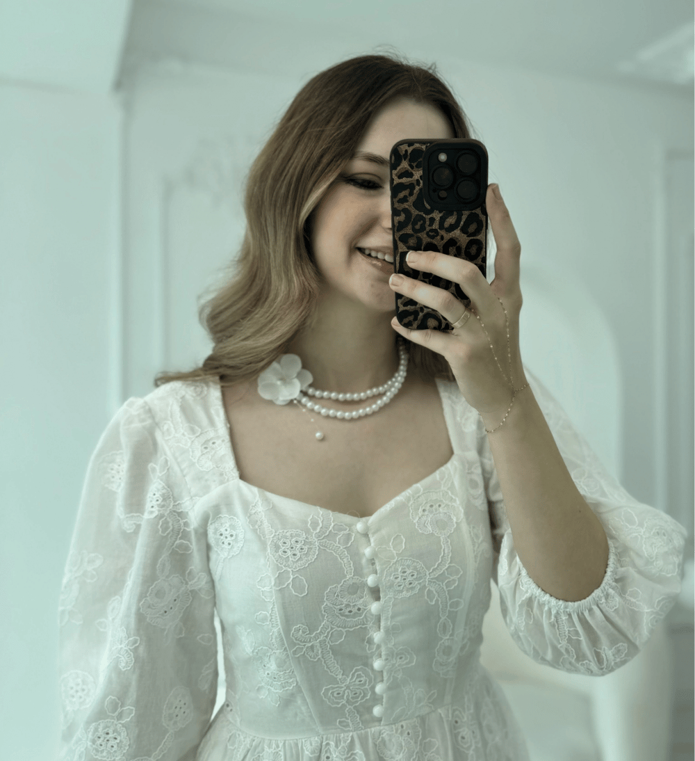 Orkide detay inci kolye