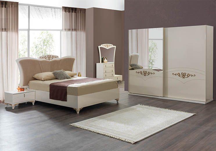 MOBİLYA WELTEW ROSE YATAK ODASI BAZALI SET KREM