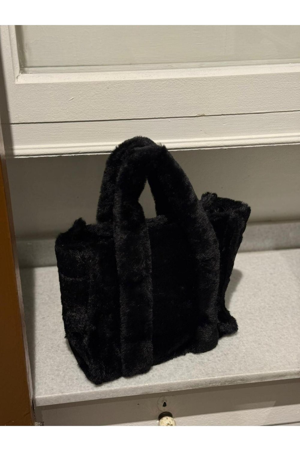 Soft Luxe Peluş-Siyah Renk Tote Çanta
